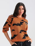 Poshoot Long Sleeve Sweater Women Cute Halloween Printed Graphic Sweater Casual Loose Basic Pullover Warm Knittwear Tops