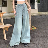 Poshoot Rimcoy Atumn Light Blue Wide Leg Jeans Women Streetwear Harajuku Baggy Denim Pants Woman 2024 Chic High Waist Trousers Female