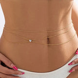 Boho Multilayer Rhinestone Belly Belt Waist Chain for Women Summer Bikini Sexy Harness Body Chains Festival Jewelry Accessories