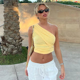 Poshoot Lemon Twist Ruched Crop Top