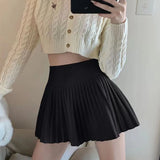 Poshoot 2024 Chic White Pleated Skirt Women Preppy Style High Waist A Line Skirts Woman Solid Color Summer Mini Skirt Female