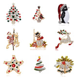 Poshoot Luxury Rhinestone Christmas Tree Brooches for Women Exquisite Crystal Penguin Elk Snowman Brooch Pins Corsage Christmas Jewelry