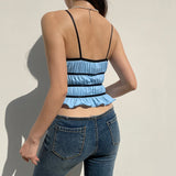 Poshoot-Sweet Stripe Bow Ruffles Crop Top