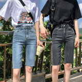 Poshoot 2024 Women's Denim Shorts Summer Bodycon Biker High Waisted Short Pants Woman Streetwear Knee Length Jean Shorts Female