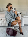 Poshoot Knitted Long Sleeved O-neck Casual Knitted Sweater Women Fashion Solid Versatile Elegant  Sweaters Commute Street Pullover