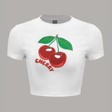 Poshoot Cherry Graphic Print Crop Top