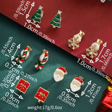 Poshoot 5 Pairs/Set Clip Earring for Women Small Cute Xmas Tree Snowflake Crutch Santa Claus Ear Clip Girls Christmas Party Jewelry Gift