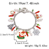 Poshoot Handmade Crystal Pearl Christmas Bracelets for Women Santa Claus Xmas Tree Snowflake Elk Wreath Pendant Bracelet Holiday Jewelry