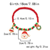 Poshoot Merry Christmas Multicolor Rice Beads Bracelet for Women Snowman Santa Claus Crutch Wreath Pendant Bracelets New Year Jewelry