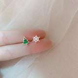 Poshoot Fashion Small Christmas Earrings for Women Cute Asymmetric Elk Santa Claus Snowflake Xmas Tree Stud Earring Girls Party Jewelry