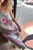 Poshoot Christmas Thanksgiving Gifts  Sleeveless Backless Floral Print Maxi Dress