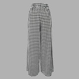 Poshoot Trendy Clothing  Autumn Women's Houndstooths Long Pants High Waisted  Winter Loose Wide Leg Woman Plaid Trousers