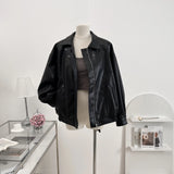 Poshoot Faux Leather Zipper Over-shirt Jacket