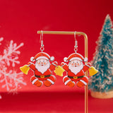 Poshoot Mixed Style Acrylic Christmas Earrings for Women Pattern Christmas Tree Black Cat Santa Claus Drop Earrings Girls Party Jewelry