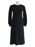 Poshoot Christmas Thanksgiving Gifts  Elegant Long Sleeve O-Neck A-Line Maxi Dress