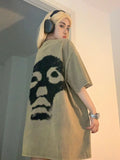 Poshoot New American Retro Street Letter Printed Couple T-shirt Summer Oversize Loose Top Gothic Outwear Y2k Tees Korean Fashion