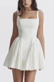 Poshoot Christmas Thanksgiving Gifts  Sleeveless Pleated Backless A-Line Mini Dress