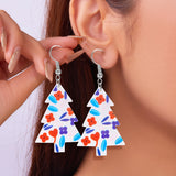 Poshoot Mixed Style Acrylic Christmas Earrings for Women Pattern Christmas Tree Black Cat Santa Claus Drop Earrings Girls Party Jewelry