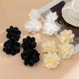 4 Colors Exaggerated Big Fluffy Fabric Flower Petal Drop Earrings for Women 2023 Trending Elegant Earring Wed Bridal Accessories