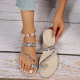 Poshoot-Women's Slippers Flats Flip Flop Casual Shoes Home Summer Elegant Fashion Low Heel Woman Rhinestone on Offer Dropshipping Center