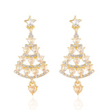 Poshoot Luxury Colorful Rhinestone Christmas Tree Dangle Earrings for Women Exquisite Zircon Star New Year Earrings Girls Party Jewelry