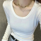 Poshoot Basic Round Neck Bottoming Shirt Women All Match Long Sleeve Slim Fit Knitwear Woman Solid Color Knitting Pullover Ladies