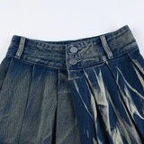 Poshoot-Vintage Blue Low Rise Denim Skirt