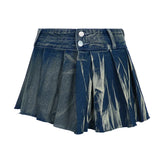 Poshoot-Vintage Blue Low Rise Denim Skirt