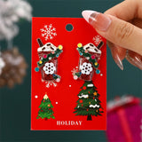 Poshoot New Fashion Plush Christmas Tree Earrings for Women Cute Rhinestone Santa Claus Bells Drop Earring Xmas New Year Holiday Jewelry