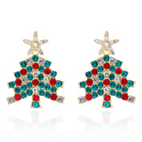 Poshoot New Trendy Rhinestone Christmas Tree Earrings for Women Exquisite Zircon Xmas Tree Drop Earring Girls New Year Festival Jewelry