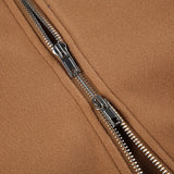 Poshoot-Vintage Zip Up PU Leather  Patchwork Jacket