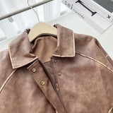 Poshoot Faux Leather Zipper Over-shirt Jacket