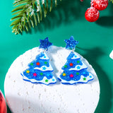 Poshoot Classic Green Christmas Tree Acrylic Printed Earrings for Women Cartoon Pattern Red Star Gloves Drop Earring Xmas Jewelry Gifts