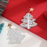 Poshoot New Fashion Acrylic Christmas Tree Earrings for Women Cute Santa Claus Snowflake Gingerbread Man Splicing Wooden Earring Jewelry