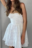 Poshoot Christmas Thanksgiving Gifts  A-Line Lace Strapless Off-Shoulder Tie-Up Mini Dress