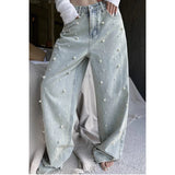 Poshoot-American Vintage High Waist Straight Jeans Pants 2024 Spring Women's Casual Baggy Y2K Wide Leg Grunge Style Denim Trouser