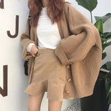 Poshoot Rimcoy Solid Color Knitted Sweater Women Korean Fashion Button Up Loose Cardigan Woman Long Sleeve Casual Cardigan Coat Female