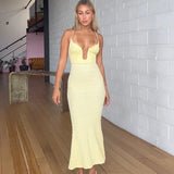 Poshoot Strap Sleeveless Backless Lace Up Elegant Eveing Women'S Dresses Summer Y2K Streetwear Marmeid Summer Casual Clthes