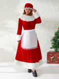 Poshoot Women Cosplay Costume Set for Christmas Party Maid Granny Long Sleeves Dress with Hat Apron for Halloween Role-playing 2025