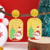 Poshoot New Fashion Acrylic Christmas Tree Earrings for Women Cute Santa Claus Snowflake Gingerbread Man Splicing Wooden Earring Jewelry