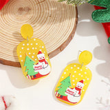 Poshoot New Fashion Acrylic Christmas Tree Earrings for Women Cute Santa Claus Snowflake Gingerbread Man Splicing Wooden Earring Jewelry