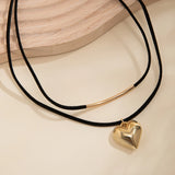 Poshoot-Goth Black Velvet Small Love Heart Pendant Choker Necklace for Women 2024 Trend Elegant Adjustable Chain Aesthetic Wed Jewelry