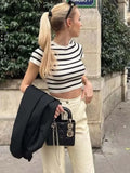 Poshoot Karly Striped Knit Crop Top