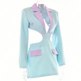 Poshoot Contrast Blazer Cut-Out Dress