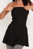 Poshoot Christmas Thanksgiving Gifts  Strapless Pleated Backless Slim A-Line Mini Dress