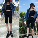 Poshoot 2024 Women's Denim Shorts Summer Bodycon Biker High Waisted Short Pants Woman Streetwear Knee Length Jean Shorts Female