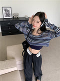 Poshoot Christmas Thanksgiving Gifts  Striped Wide Neck Crop Sweater