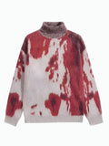 Poshoot Christmas Thanksgiving Gifts  Tie Dye Turtle Neck Knitted Sweater