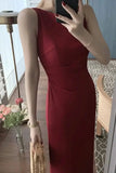 Poshoot Christmas Thanksgiving Gifts  Elegant Spaghetti Strap Midi Dress