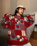 Poshoot Christmas Thanksgiving Gifts  Vintage Heart Pattern Sweater